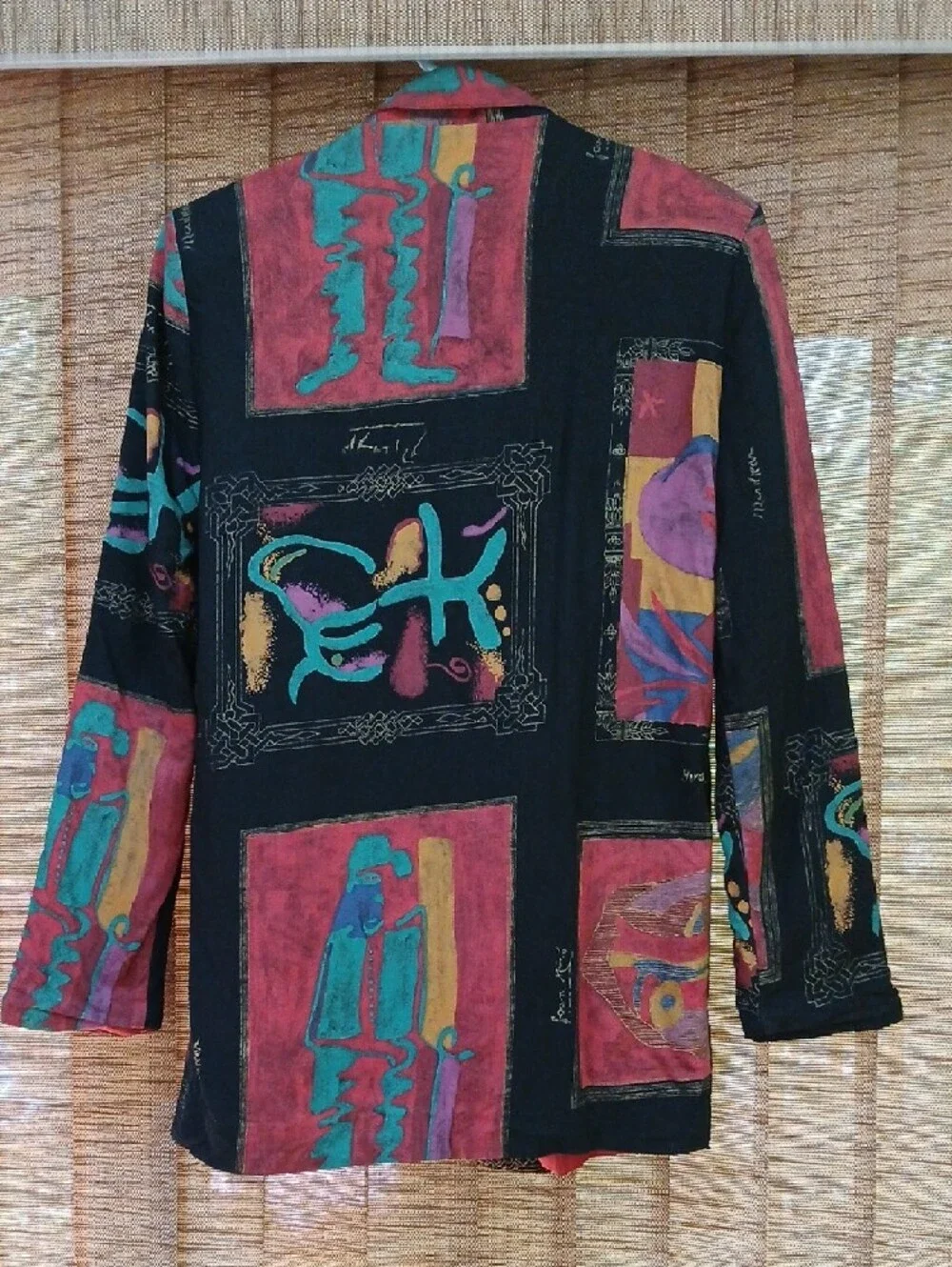 Vintage 1990s Geometric Print Blazer Jacket – Size Small - Picture 4 of 7